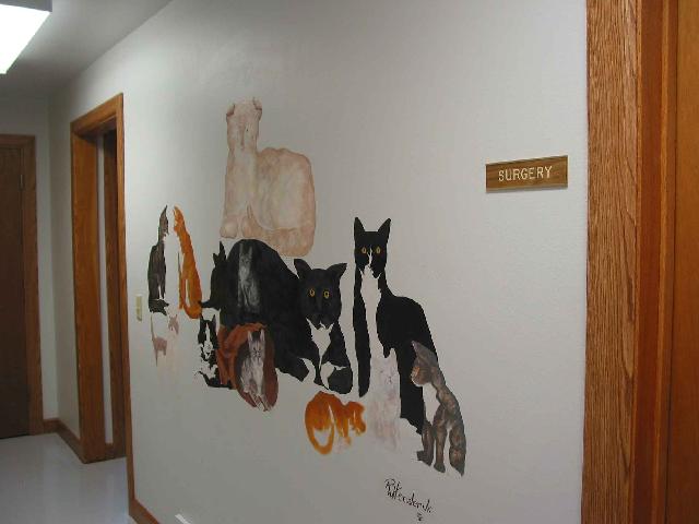 Hallway cat mural